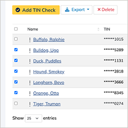 Adams Tax Forms Helper TIN Check Service